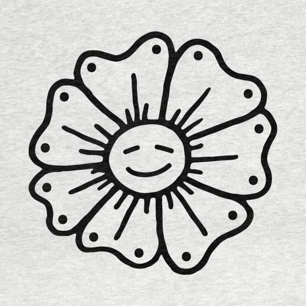 Cute Black And White Flower Doodle Art by VANDERVISUALS